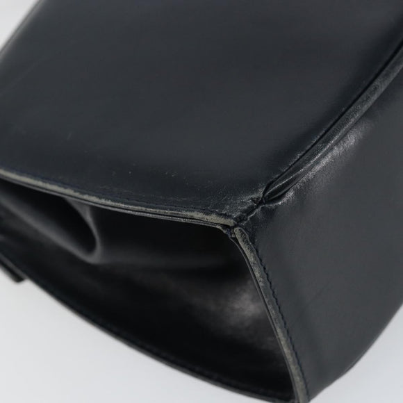 Salvatore Ferragamo Hand Bag Leather Navy Gold Auth 145028