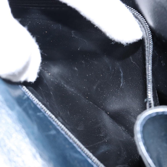 Salvatore Ferragamo Hand Bag Leather Navy Gold Auth 145028