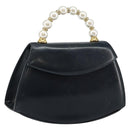 Salvatore Ferragamo Hand Bag Leather Navy Gold Auth 145028-1