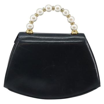 Salvatore Ferragamo Hand Bag Leather Navy Gold Auth 145028 - 0