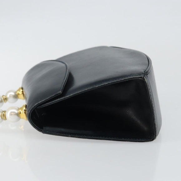 Salvatore Ferragamo Hand Bag Leather Navy Gold Auth 145028