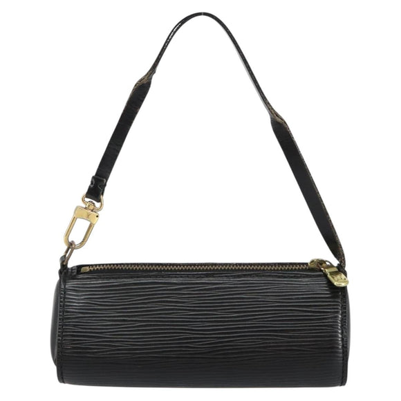 LOUIS VUITTON Epi Soufflot Pouch Black LV Auth 145034