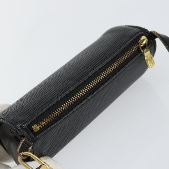 LOUIS VUITTON Epi Soufflot Pouch Black LV Auth 145034