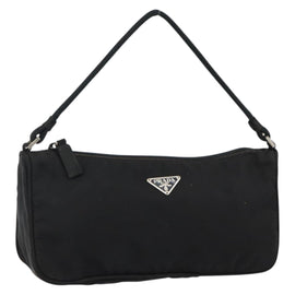 PRADA Accessory Pouch Nylon Black Silver Auth 145046