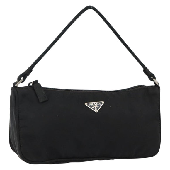 PRADA Accessory Pouch Nylon Black Silver Auth 145046