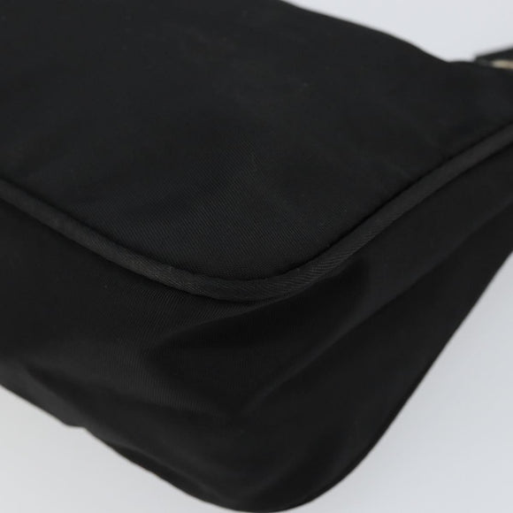 PRADA Accessory Pouch Nylon Black Silver Auth 145046