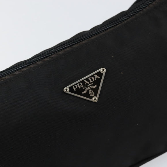 PRADA Accessory Pouch Nylon Black Silver Auth 145046
