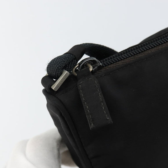 PRADA Accessory Pouch Nylon Black Silver Auth 145046