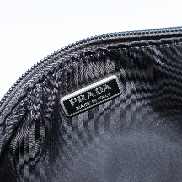 PRADA Accessory Pouch Nylon Black Silver Auth 145046