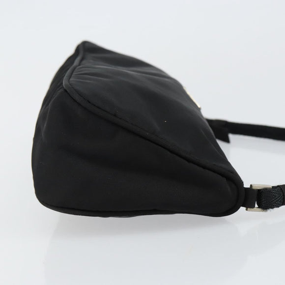 PRADA Accessory Pouch Nylon Black Silver Auth 145046