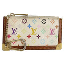 LOUIS VUITTON Multicolor Pochette Cles Coin Purse White M92655 LV Auth 145061-1