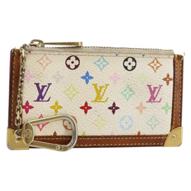 LOUIS VUITTON Multicolor Pochette Cles Coin Purse White M92655 LV Auth 145061
