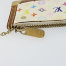 LOUIS VUITTON Multicolor Pochette Cles Coin Purse White M92655 LV Auth 145061-9