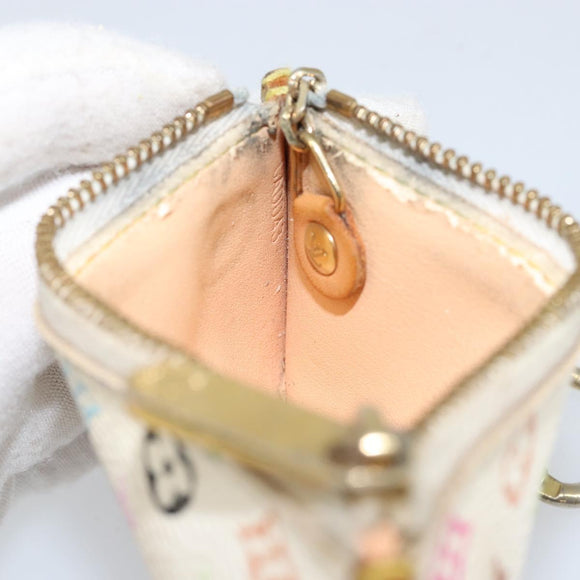 LOUIS VUITTON Multicolor Pochette Cles Coin Purse White M92655 LV Auth 145061