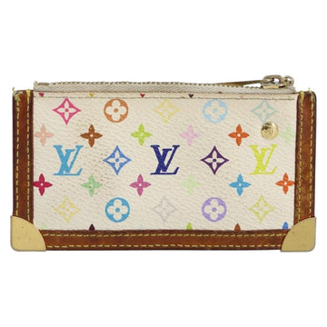 LOUIS VUITTON Multicolor Pochette Cles Coin Purse White M92655 LV Auth 145061 - 0