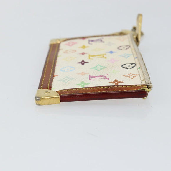 LOUIS VUITTON Multicolor Pochette Cles Coin Purse White M92655 LV Auth 145061