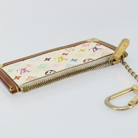 LOUIS VUITTON Multicolor Pochette Cles Coin Purse White M92655 LV Auth 145061