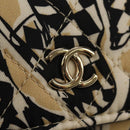 CHANEL Matelasse Chain Shoulder Bag Satin Beige Gold CC Auth 145067SAM-19