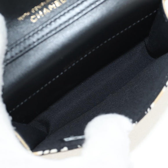 CHANEL Matelasse Chain Shoulder Bag Satin Beige Gold CC Auth 145067SAM