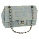 CHANEL Coco Perfume Chain Shoulder Bag Denim Light Blue CC Auth 145068AV-1