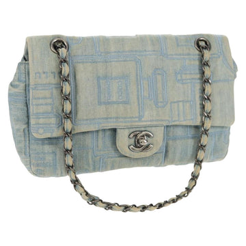 CHANEL Coco Perfume Chain Shoulder Bag Denim Light Blue CC Auth 145068AV