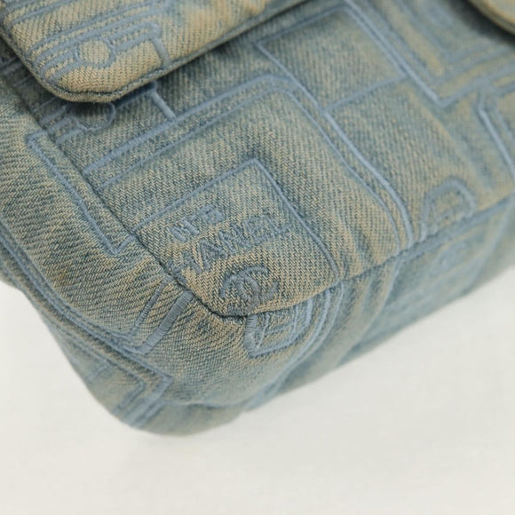 CHANEL Coco Perfume Chain Shoulder Bag Denim Light Blue CC Auth 145068AV