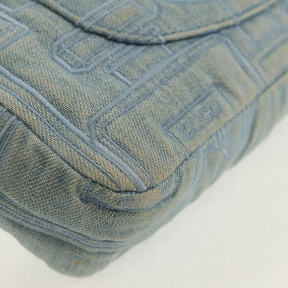 CHANEL Coco Perfume Chain Shoulder Bag Denim Light Blue CC Auth 145068AV