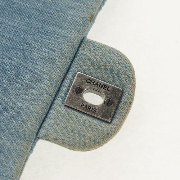 CHANEL Coco Perfume Chain Shoulder Bag Denim Light Blue CC Auth 145068AV