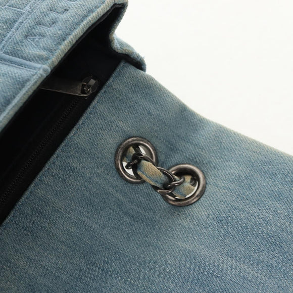 CHANEL Coco Perfume Chain Shoulder Bag Denim Light Blue CC Auth 145068AV