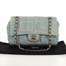 CHANEL Coco Perfume Chain Shoulder Bag Denim Light Blue CC Auth 145068AV-12