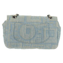 CHANEL Coco Perfume Chain Shoulder Bag Denim Light Blue CC Auth 145068AV-2