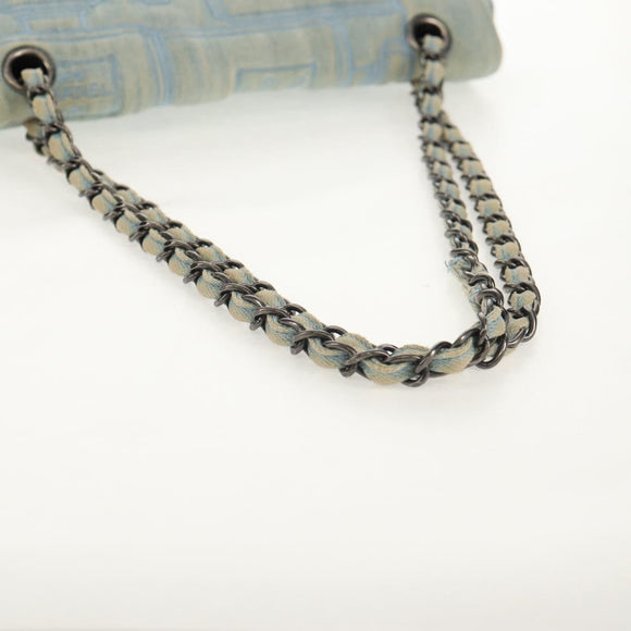 CHANEL Coco Perfume Chain Shoulder Bag Denim Light Blue CC Auth 145068AV
