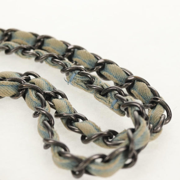 CHANEL Coco Perfume Chain Shoulder Bag Denim Light Blue CC Auth 145068AV