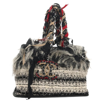 CHANEL Chain COCO Mark Shoulder Bag Tweed Black Silver CC Auth 145069AV