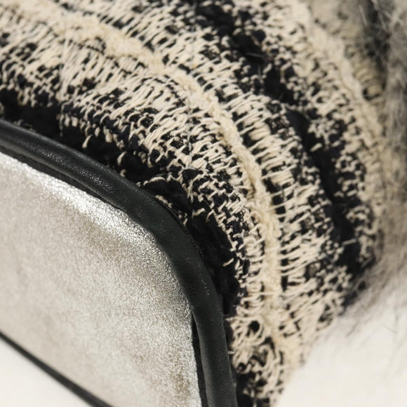 CHANEL Chain COCO Mark Shoulder Bag Tweed Black Silver CC Auth 145069AV