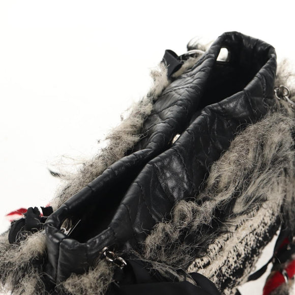 CHANEL Chain COCO Mark Shoulder Bag Tweed Black Silver CC Auth 145069AV