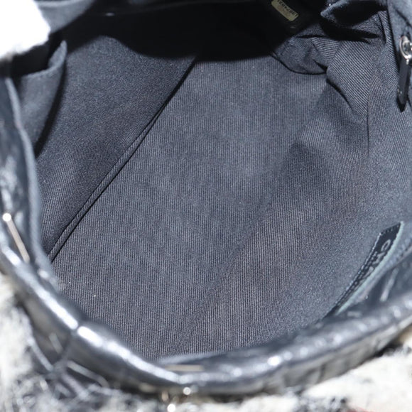 CHANEL Chain COCO Mark Shoulder Bag Tweed Black Silver CC Auth 145069AV