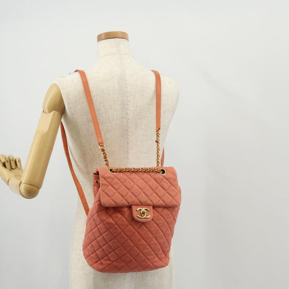 CHANEL Matelasse Backpack Denim Pink Gold CC Auth 145070SAM