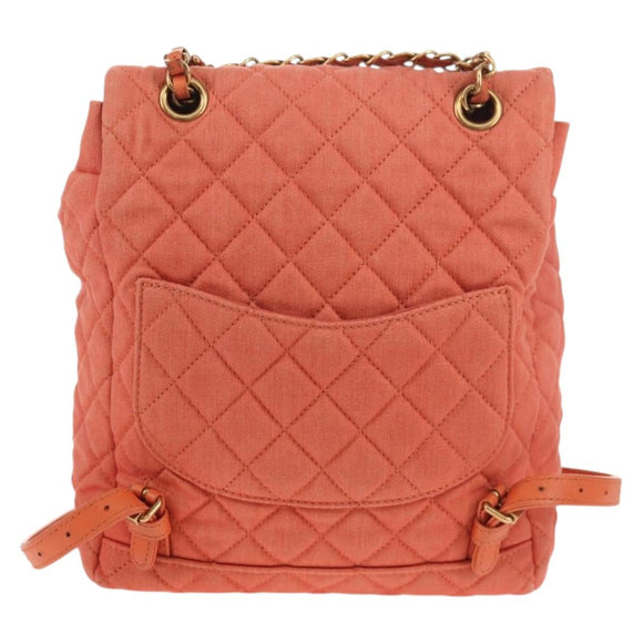 CHANEL Matelasse Backpack Denim Pink Gold CC Auth 145070SAM