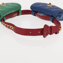 CHANEL Matelasse Waist Bag Lamb Skin Multicolor Gold CC Auth 145072-10