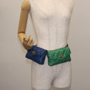 CHANEL Matelasse Waist Bag Lamb Skin Multicolor Gold CC Auth 145072-21