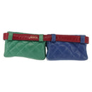 CHANEL Matelasse Waist Bag Lamb Skin Multicolor Gold CC Auth 145072-2