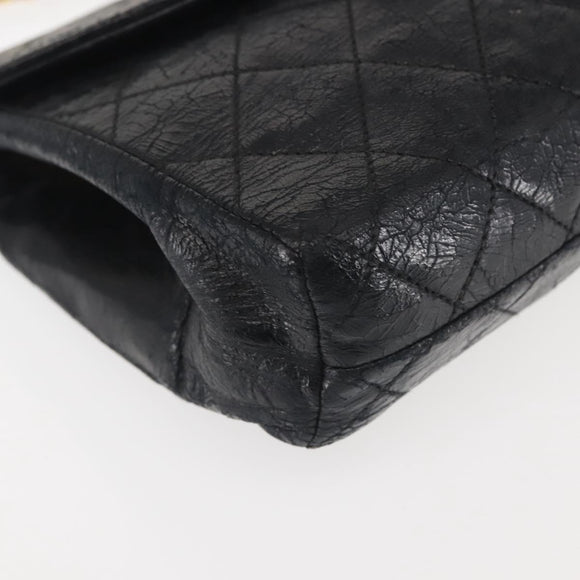 CHANEL Matelasse Chain Shoulder Bag Leather Black Gold CC Auth 145073