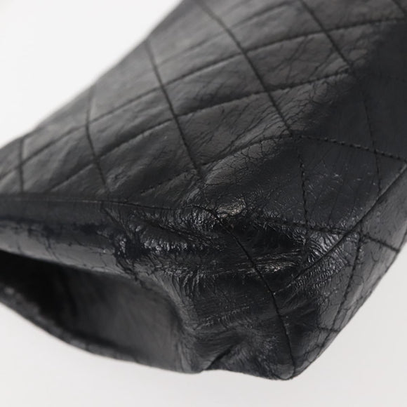 CHANEL Matelasse Chain Shoulder Bag Leather Black Gold CC Auth 145073