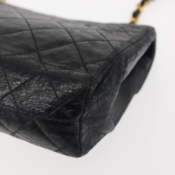 CHANEL Matelasse Chain Shoulder Bag Leather Black Gold CC Auth 145073