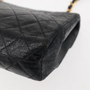 CHANEL Matelasse Chain Shoulder Bag Leather Black Gold CC Auth 145073-18