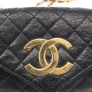 CHANEL Matelasse Chain Shoulder Bag Leather Black Gold CC Auth 145073-14