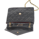 CHANEL Matelasse Chain Shoulder Bag Leather Black Gold CC Auth 145073-20