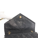 CHANEL Matelasse Chain Shoulder Bag Leather Black Gold CC Auth 145073-21