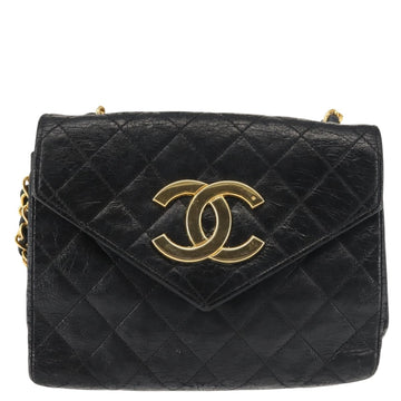 CHANEL Matelasse Chain Shoulder Bag Leather Black Gold CC Auth 145073 - 0